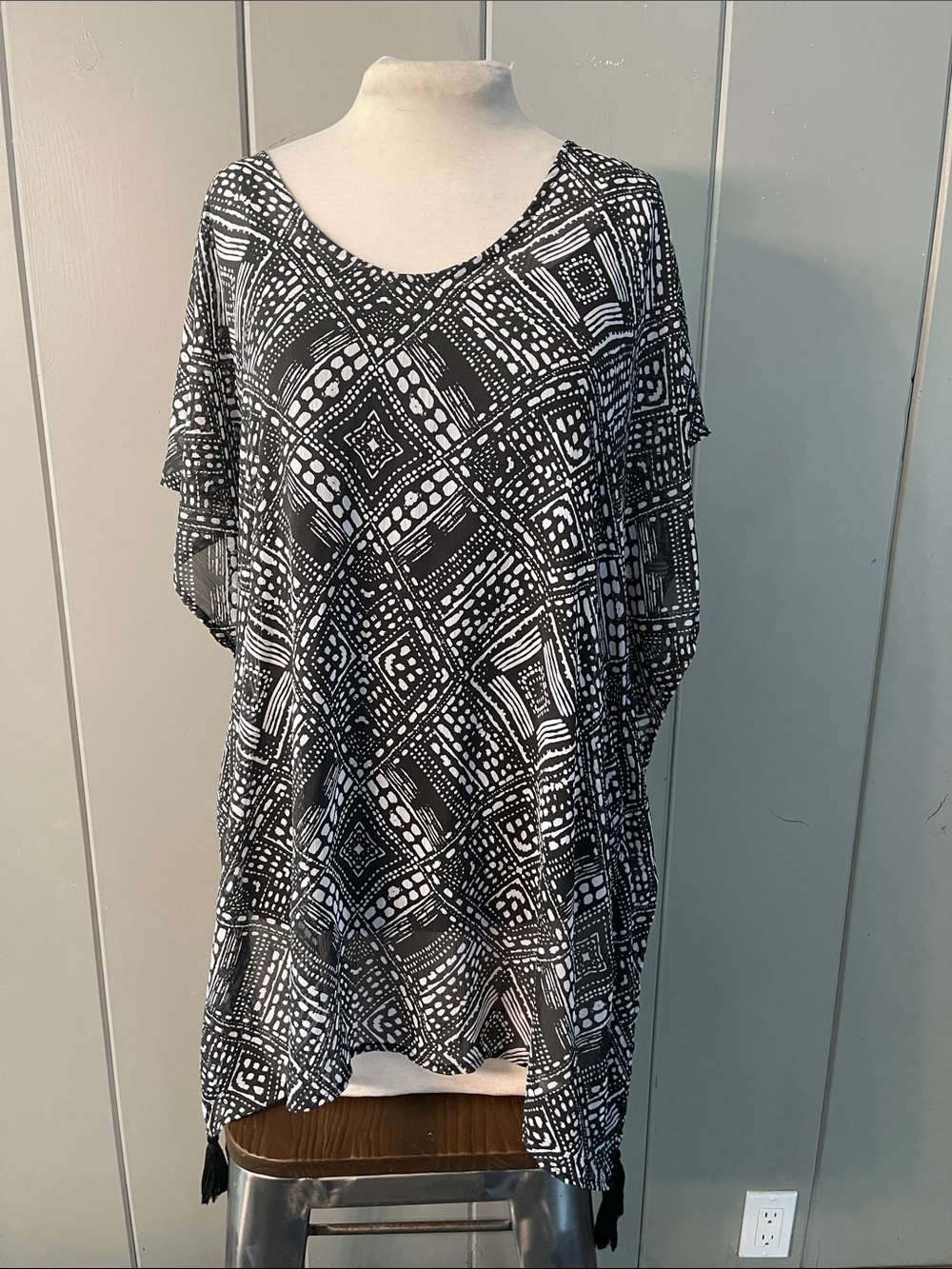 Palisades Beach Club Pool Coverup Lattice Back Tassel Boho Resort Cruise Coastal